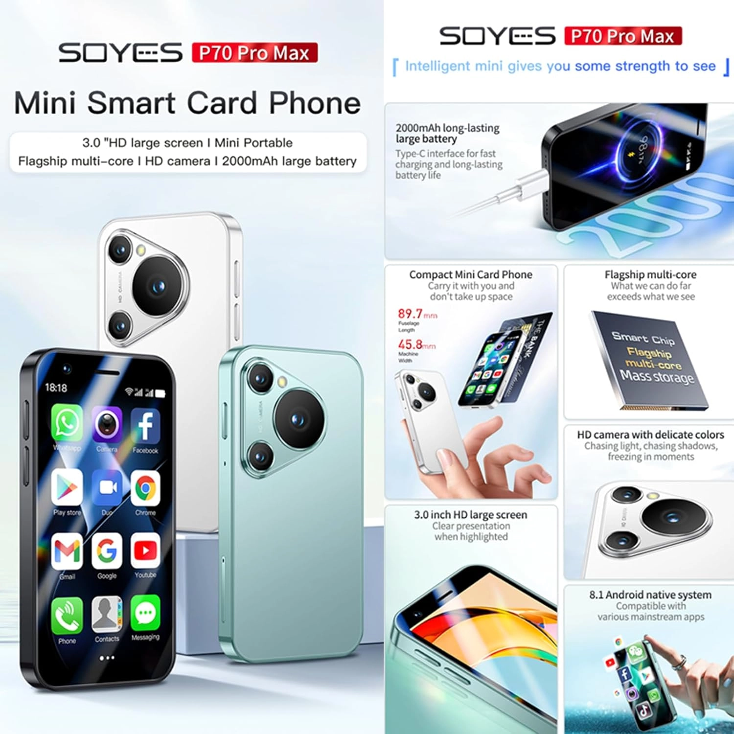 گوشی موبایل مینی Soyes P70 Pro حافظه 16 گیگابایت رم 1
